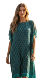 Moroccan Peacock Print Corinthian Short Sundress Coverup