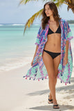Ms. Brightside Patchwork Print V-Neck Kaftan Coverup