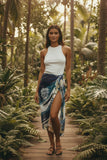 Multi-Wear Sarong Coverup Wrap - Around the Grove Navy Print