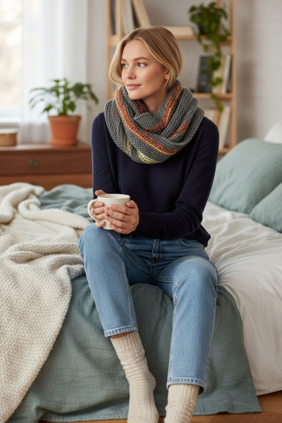 Multi Color Stripe Infinity Neck Warmer Scarf 2