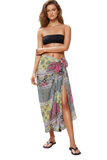 Multi Wear Coverup Sarong Wrap in Summer Bazaar Print sky blue