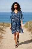 Nightfall Dark Blue Abstract Stamp Print Isle Sundress Cover-Upnavy-100-poly-nightfall-isle-dress