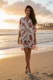 Open-Shoulder Sundress Cover-Up in Summer Romance Woven Shine Print white
