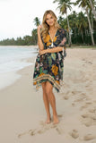 Open Shoulder Sundress Coverup in Enchanting Blooms Print in Navy 2