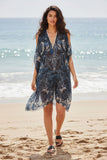 Open Shoulder Sundress Coverup in Nightfall Blue Print