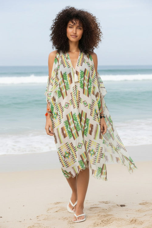 Open Shoulder Sundress Coverup in Sedona Summers Cotton Print 2