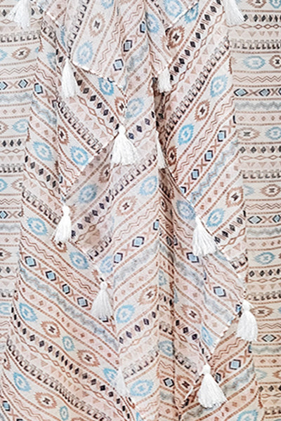 Through the Dunes Tan-Brown Print Sarong Wrap Scarf