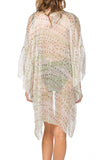 Bell Kimono Sleeve Print Kimono in Silk Geo Squared Print