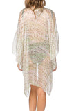 Belle Sleeve Open Kiimono Coverup in silk subtle print with a little shine. Sheer and See Thru as shown