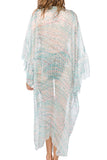Bell Kimono Sleeve Print Kimono in Silk Geo Squared Print