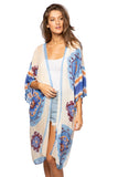 Bell Kimono Sleeve Kimono Coverup in Sheer Print