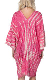 P2PBLKCL17-Pink-Tie Dye Ripple |  Bell Kaftan Cotton Lurex Coverup Sundress