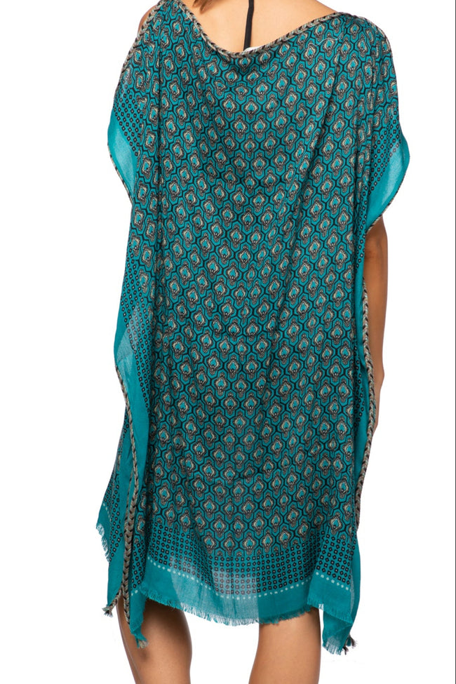 Moroccan Peacock Print Corinthian Short Sundress Coverup