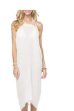 Halter Fringe Beach Coverup Dress Solid Gauze