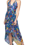 P2PGREP82-Blue_Grecian Goddess Coverup Sundress in Botanical Garden Print