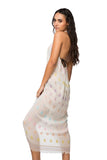 Fringe Halter Coverup  in Ray of Color print