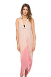 2 Tone Getaway Fringe Halter Coverup Dress