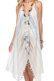 P2PMTDCT1_Ocean P2PMTDCT1_Rainbow Maxi Tassel Coverup Sundress in Color me Pretty Woven Fabric