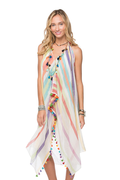 Maxi Tassel Coverup Sundress in Color me Pretty Woven Fabric