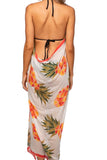 P2PMTDMV24-Coral Maxi Tassel Coverup Sundress in Playful Pineapple Model Print 2