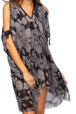 P2POSDP76-Black Bandana Baby Open Shoulder Cover-Up Dress | Women’s Resort Wear