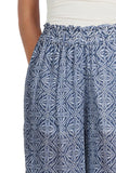 Shirred Waist Cotton Tie Dye Print Beach Pant