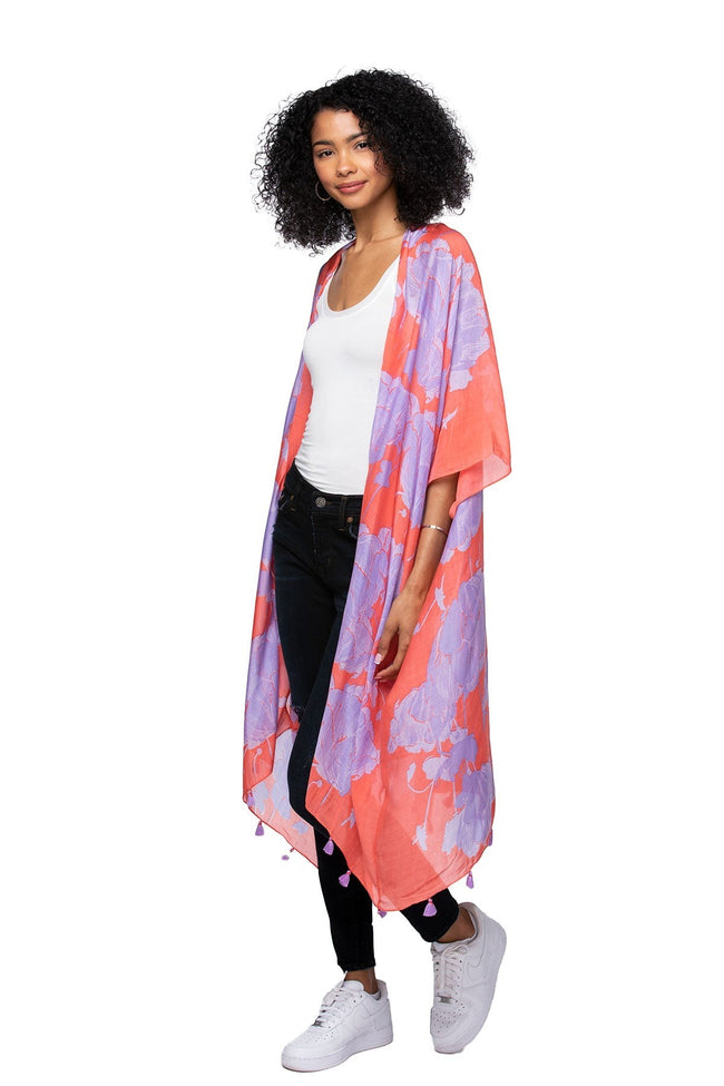 Love is a Flower Luxury Fabric Print Kimono Wrap Coverup