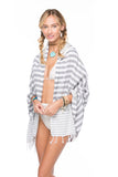 Malibu Surfer's Paradise Kimono Coverup in Cotton-Turkish Towel Fabric