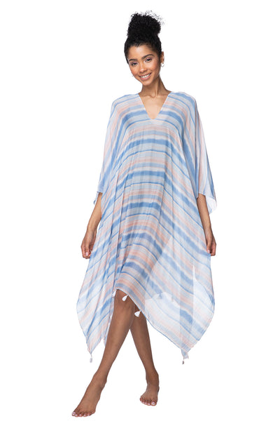 Beach Waves Print V-Neck Coverup Sundress