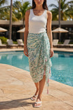 Paint Strokes Blues and Teal Tassel Print Scarf Wrap Sarong