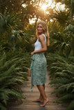 Palm Garden Oasis Green with White Print Scarf Wrap Sarong3