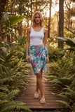 Paradise Cove Tropical Print Light and Travel Friendly Scarf Wrap Sarong pool blue pool to party scarf subtle luxury