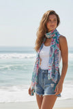 Paradise Found Bright Floral Sheer and Soft Tassel Print Scarf Wrap 3