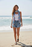 Paradise Found Bright Floral Sheer and Soft Tassel Print Scarf Wrap