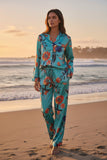 Piper PJ Top-Pant Set in Summer Blossom Print teal 3