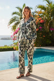 Piper Pajama Lounge Resort-Wear Top-Short Set | Blooming Paradise Print black 2 subtle luxury