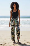 Piper Pajama Shirt and Bottom Set - Resort-wear Loungewear - Tropical Escape Print-subtle luxury-loungerie black print