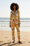 Piper Pajama Top-Pant Set - Golden Hour Bright Yellow Print luxury resort-wear pajamas 2