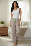 Pippa Rayon Knit Pajama Tank Sleep Set  mocha with lime pant