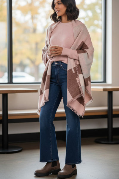 Pretty in Patchwork Pink Blanket Wrap Oversized Square Wrap 5