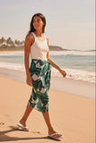 Queen Palm Leaf Green Print Scarf Wrap Sarong