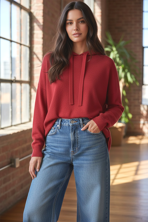 Quinn Oversized Hoodie Sweater in 100% Cashmere Knit