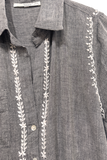 Maxi Boyfriend Shirt Dress in Cotton Chambray in Charcoal Grey