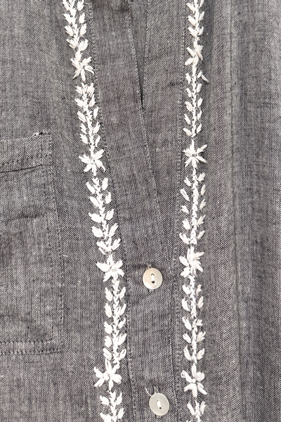 Maxi Boyfriend Shirt Dress in Cotton Chambray in Charcoal Grey