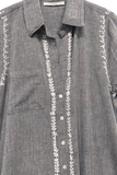 Maxi Boyfriend Shirt Dress in Cotton Chambray in Charcoal Grey