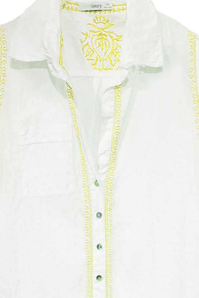 RBGCL-White-Lemon-Boyfriend-Embroidery-Shirt-Cotton White Shirt Coverup women