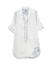 RGBCL Pewter Grey Embroidery on White Button Shirt Boyfriend Coverup