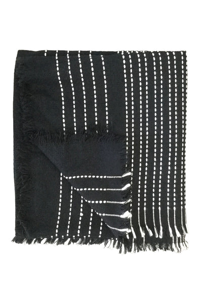 Cool Runnings Fall Winter Blanket Wrap in Black with White Stitches