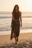 Rainbow Magic Black Multi Color Stripe Scarf Wrap Sarong
