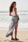 Rio Blooms Navy Print Tassel Sarong Scarf Wrap 6